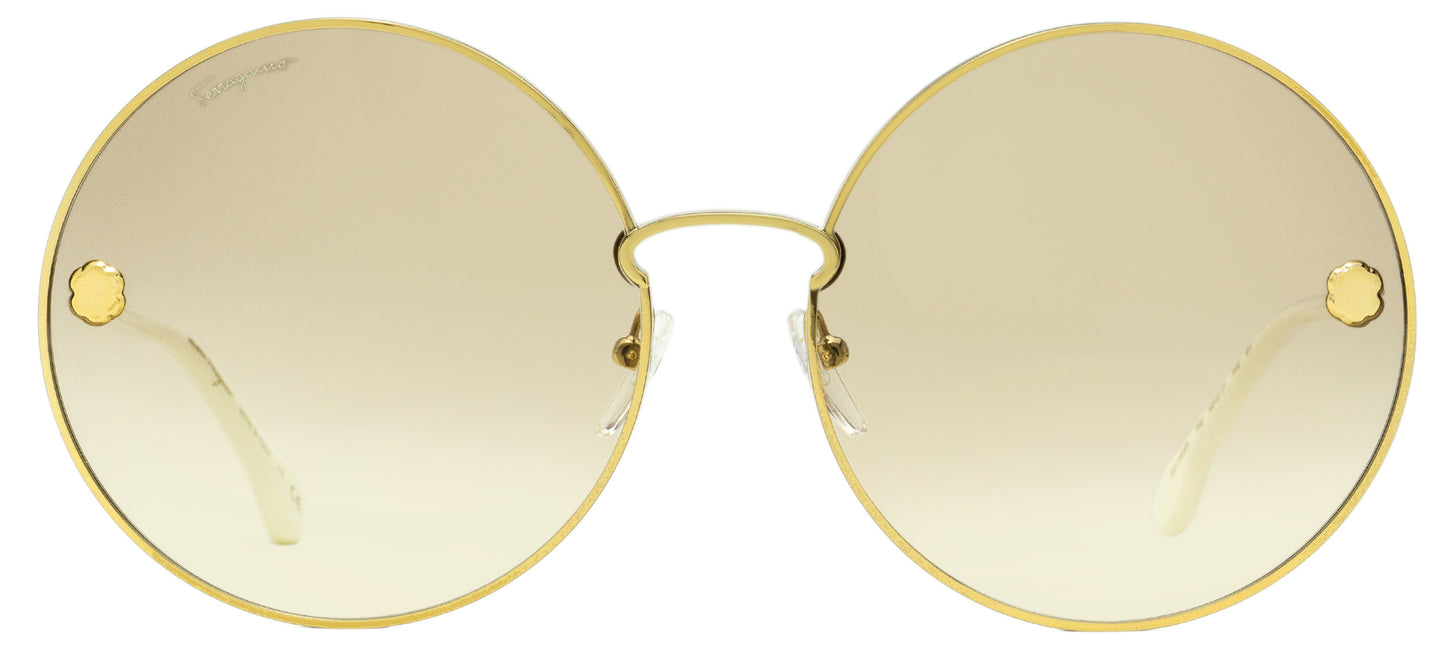 Ferragamo Round Sunglasses SF189S 782 Rose Gold/White 63mm 189