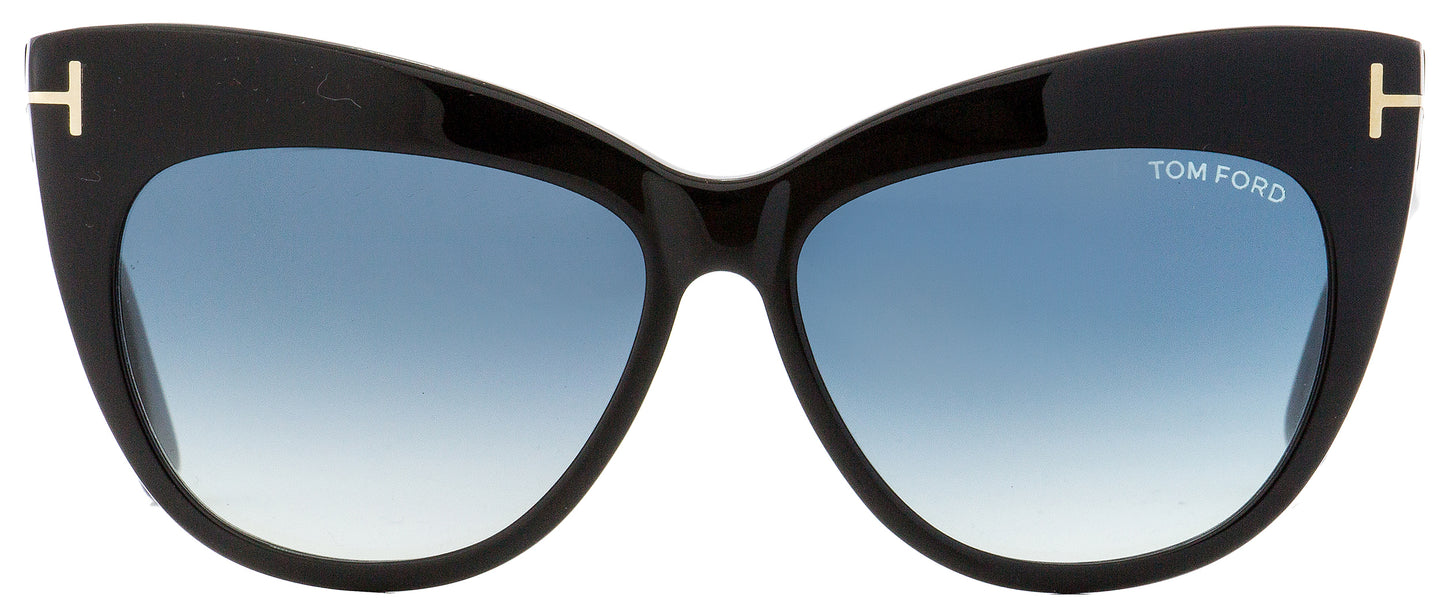Tom Ford Cat Eye Sunglasses TF523 Nika 01W Shiny Black 56mm FT0523