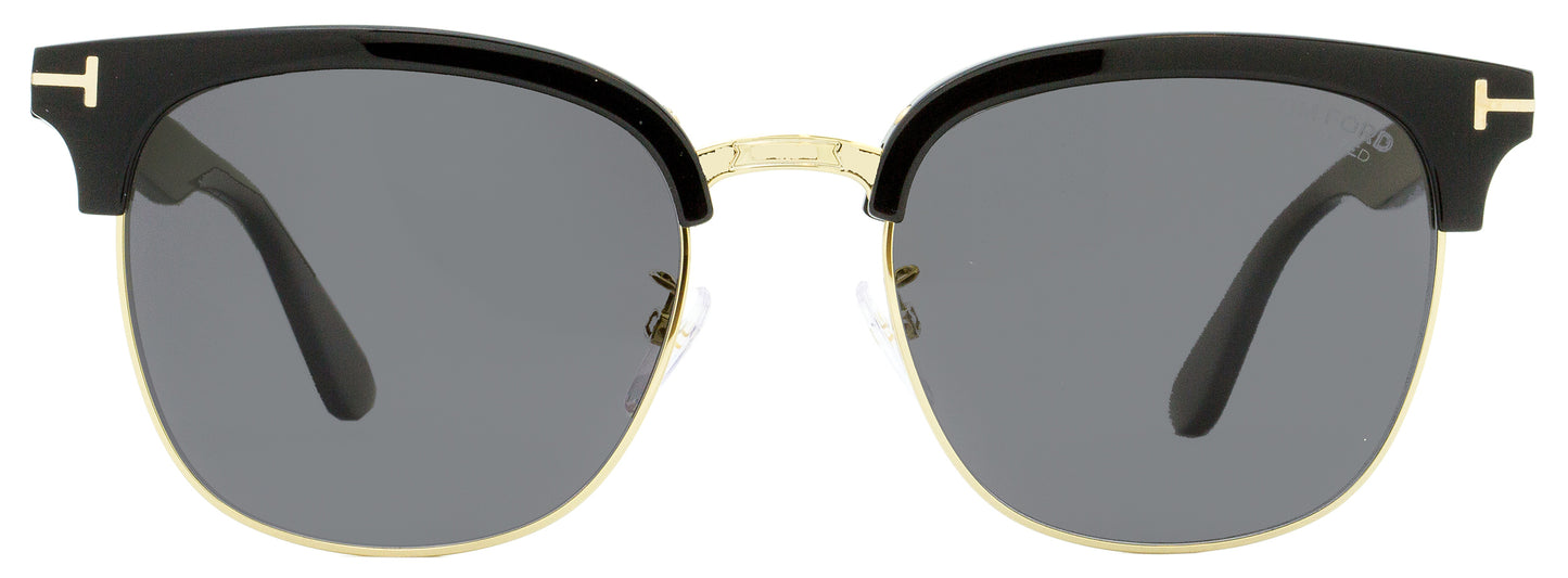 Tom Ford Rectangular Sunglasses TF544K 01D Black/Gold Polarized 56mm FT0544
