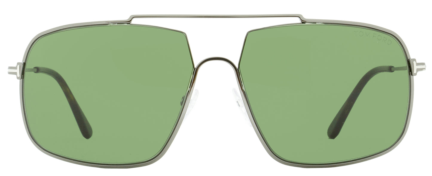 Tom Ford Rectangular Sunglasses TF585 Aiden-02 12N Dark Ruthenium/Havana 60mm FT0585
