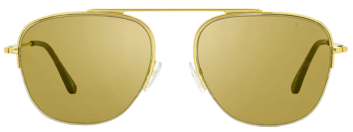 Tom Ford Semi-Rimless Sunglasses TF667 Abott 30G Yellow Gold/Havana 58mm FT0667