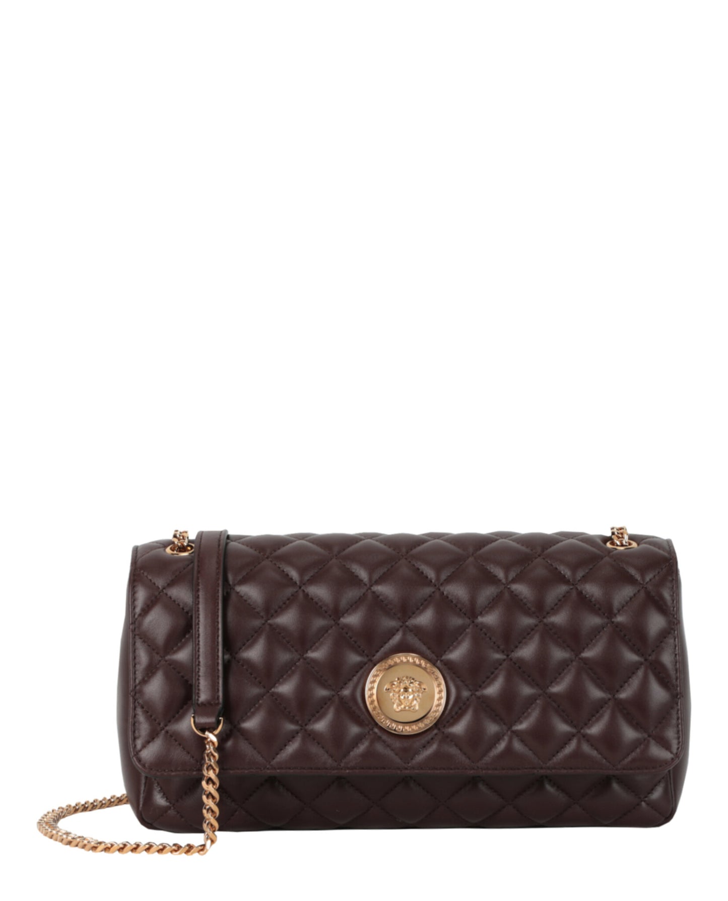 Versace Quilted Leather Shoulder Bag 1013353-A03912-1ND8V Chocolate