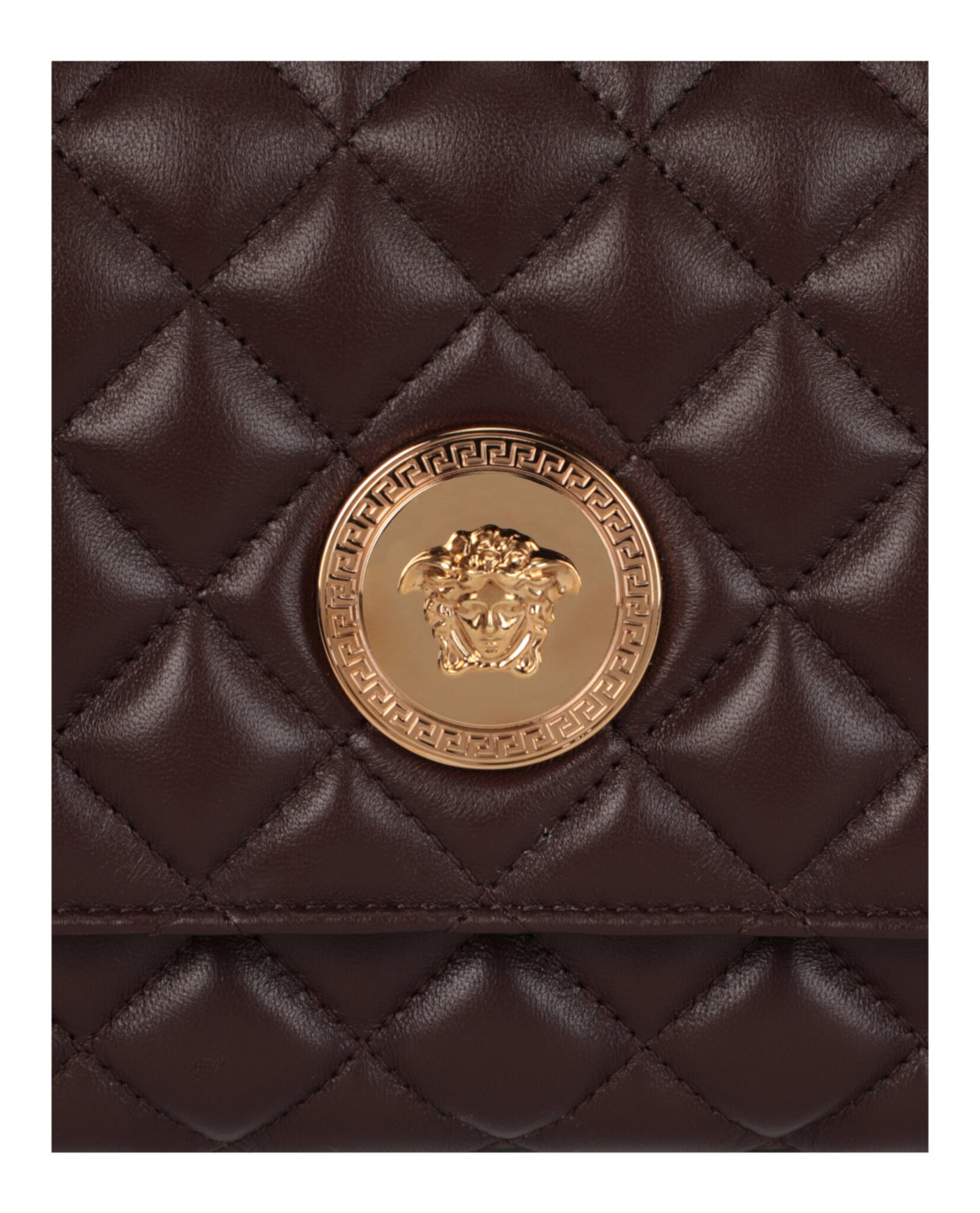 Versace Quilted Leather Shoulder Bag 1013353-A03912-1ND8V Chocolate