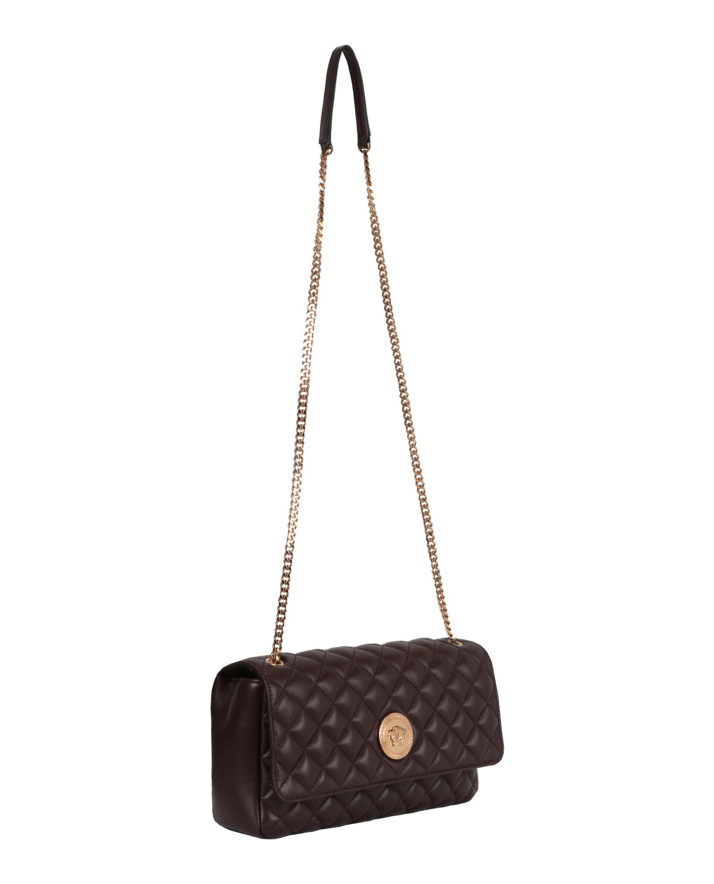 Versace Quilted Leather Shoulder Bag 1013353-A03912-1ND8V Chocolate