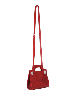Ferragamo Wanda Mini Stain And Strass Top-Handle Bag 213688-760558 Red