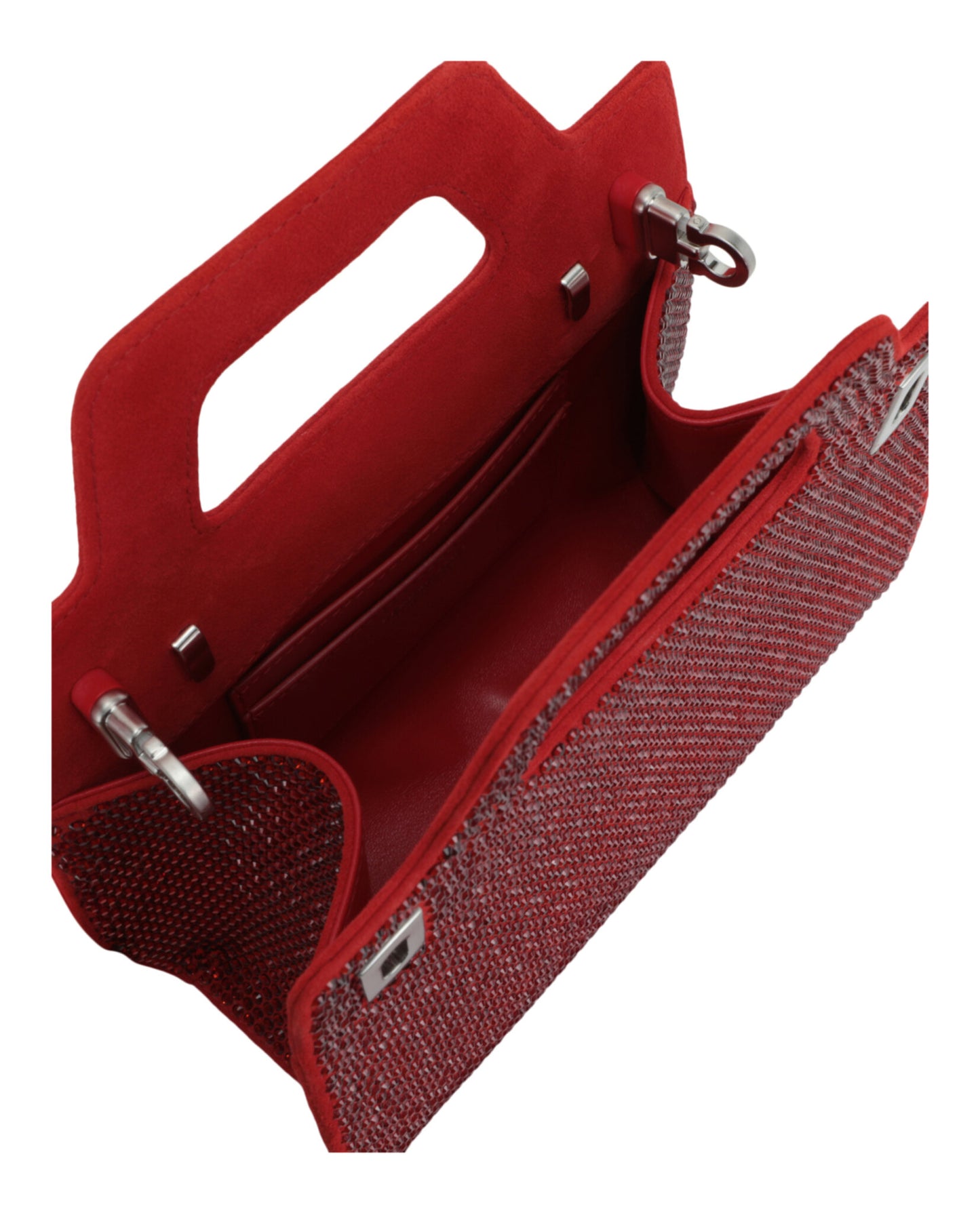 Ferragamo Wanda Mini Stain And Strass Top-Handle Bag 213688-760558 Red