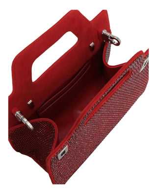 Ferragamo Wanda Mini Stain And Strass Top-Handle Bag 213688-760558 Red