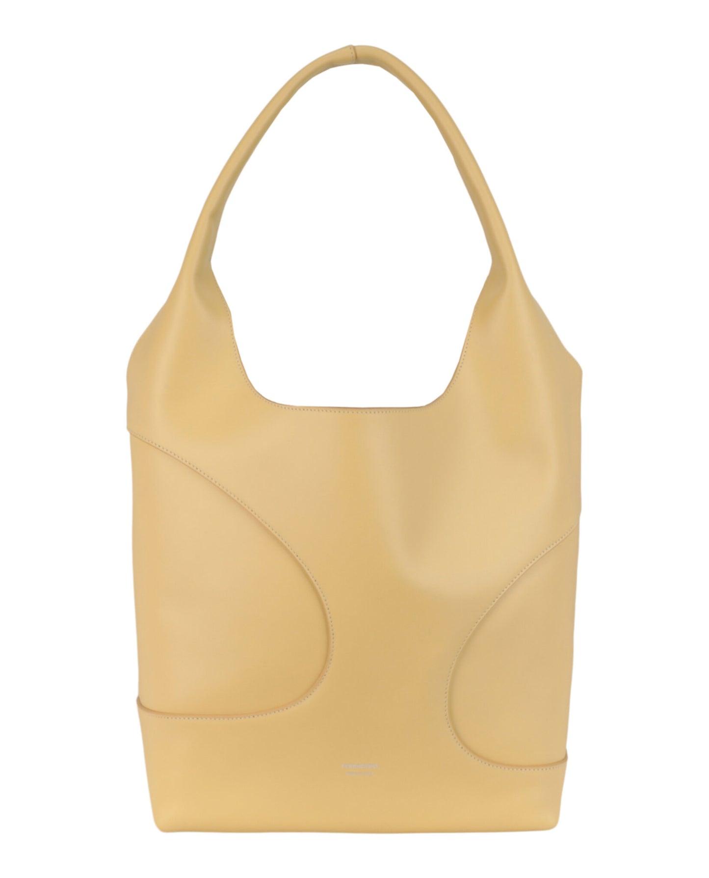 Ferragamo Debossed Cut-Out Hobo Bag 215985-771873 Light Yellow