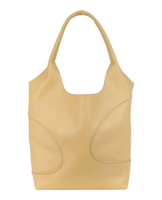 Ferragamo Debossed Cut-Out Hobo Bag 215985-771873 Light Yellow