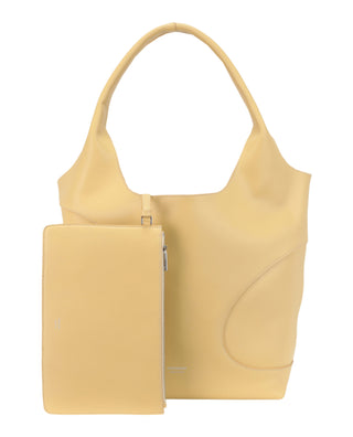 Ferragamo Debossed Cut-Out Hobo Bag 215985-771873 Light Yellow