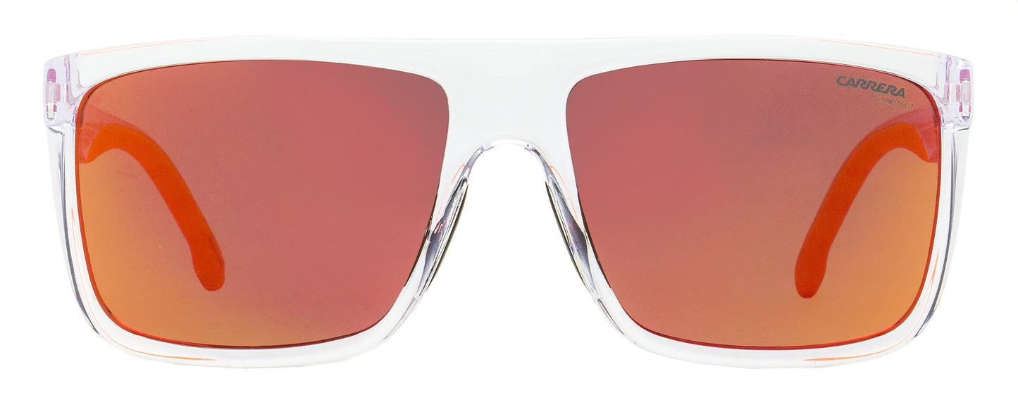 Carrera Flat-Top Rectangular Sunglasses 8055/S 900UZ Crystal/Orange 58mm