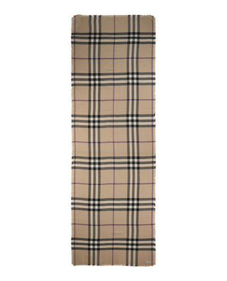 Burberry Large Check Gauze Scarf 8097026 Sand Lichen