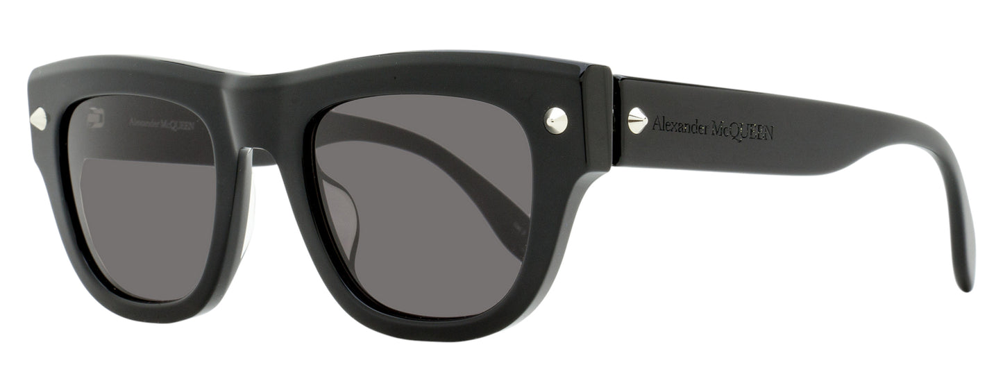 Alexander McQueen Stud Hinge Rectangular Sunglasses AM0425S 001 Black 51mm