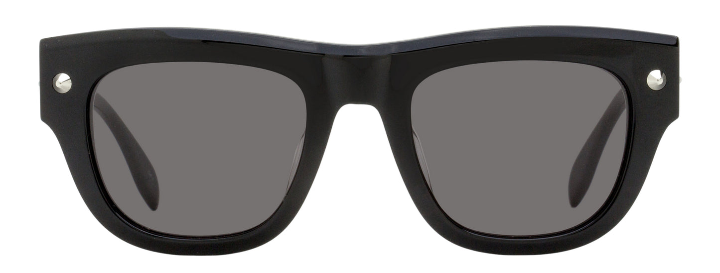Alexander McQueen Stud Hinge Rectangular Sunglasses AM0425S 001 Black 51mm