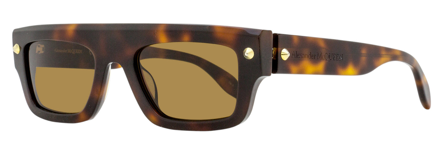 Alexander McQueen Flat Top Rectangular Sunglasses AM0427S 002 Havana 52mm