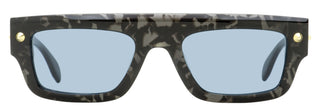 Alexander McQueen Flat Top Rectangular Sunglasses AM0427S 003 Gray Havana 52mm