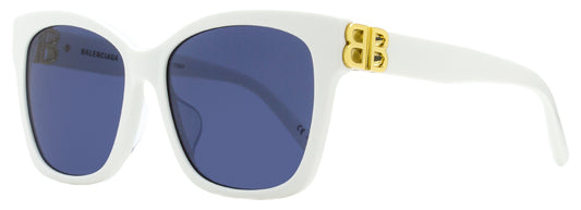 Balenciaga Square Sunglasses BB0102SA 004 White/Gold 57mm 102