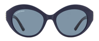 Balenciaga BB Hinge Oval Sunglasses BB0133S 004 Blue/Silver 52mm