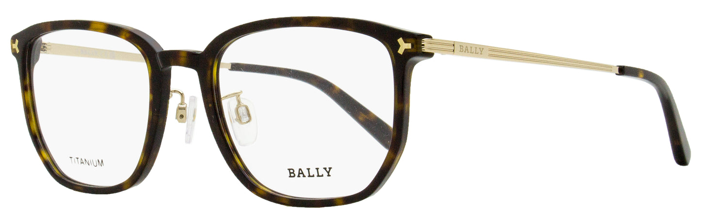 Bally Rectangular Titanium Eyeglasses BY5069H 052 Dark Havana 54mm