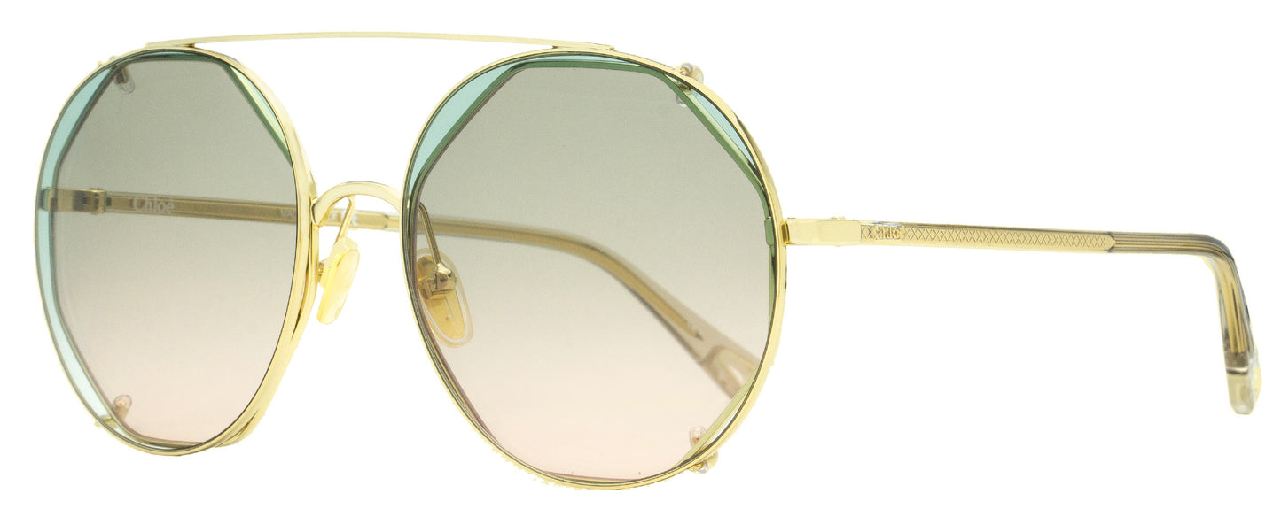 Chloe Clip-on Sunglasses CH0041S 001 Gold/Clear 57mm 41