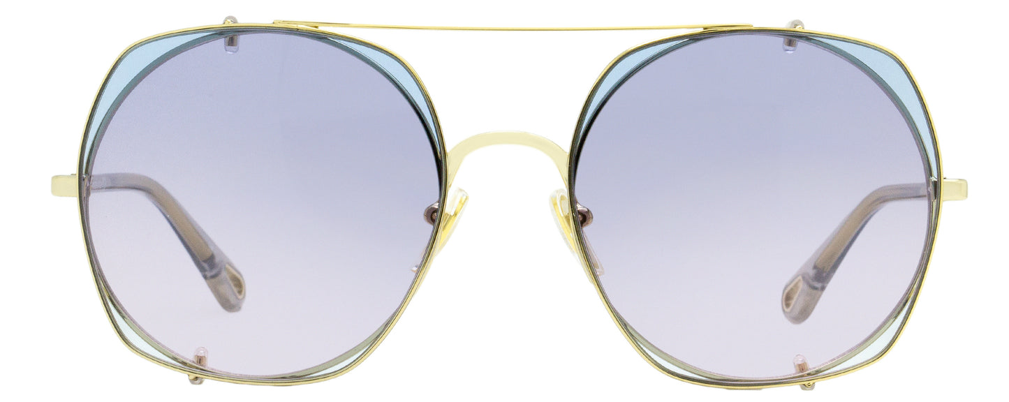 Chloe Clip-on Sunglasses CH0042S 002 Gold/Clear 56mm 42