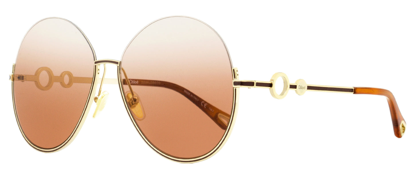 Chloe Round Sunglasses CH0067S 002 Gold/Havana 61mm 67