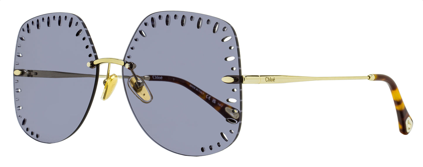 Chloe Perforated Lens Sunglasses CH0111S 001 Gold/Havana 63mm