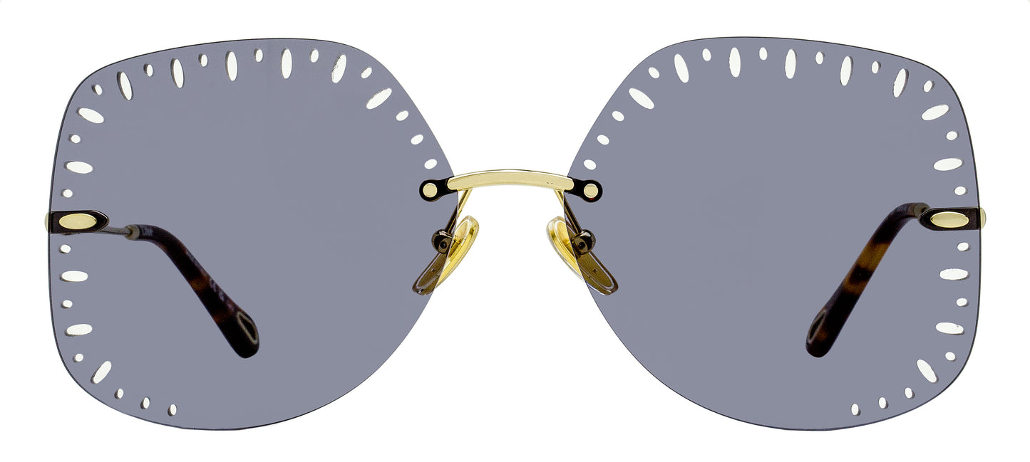 Chloe Perforated Lens Sunglasses CH0111S 001 Gold/Havana 63mm
