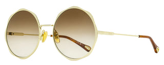 Chloe Scallop Rim Sunglasses CH0184S 002 Gold/Brown 59mm