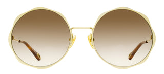 Chloe Scallop Rim Sunglasses CH0184S 002 Gold/Brown 59mm