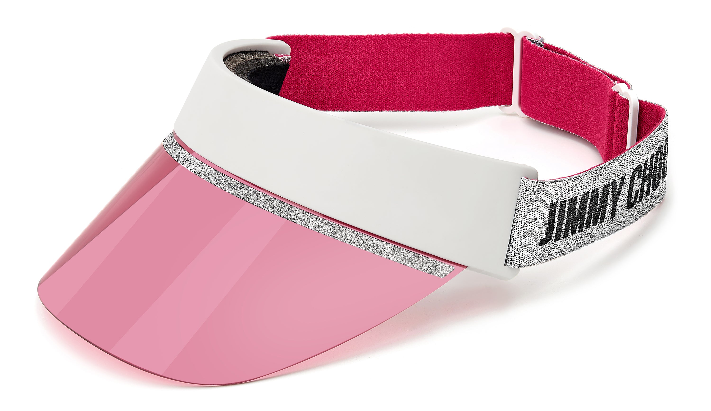サングラス Jimmy Choo Calix Sunvisor Pink White Silver Pearl Band Jimmy Choo Calix 35J Visor Women's Pink/Grey | EyeSpecs.com