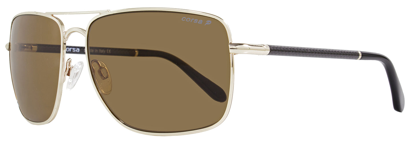 Corsa Rectangular Sunglasses Enzo C01 Light Gold/Carbon Fiber Polarized