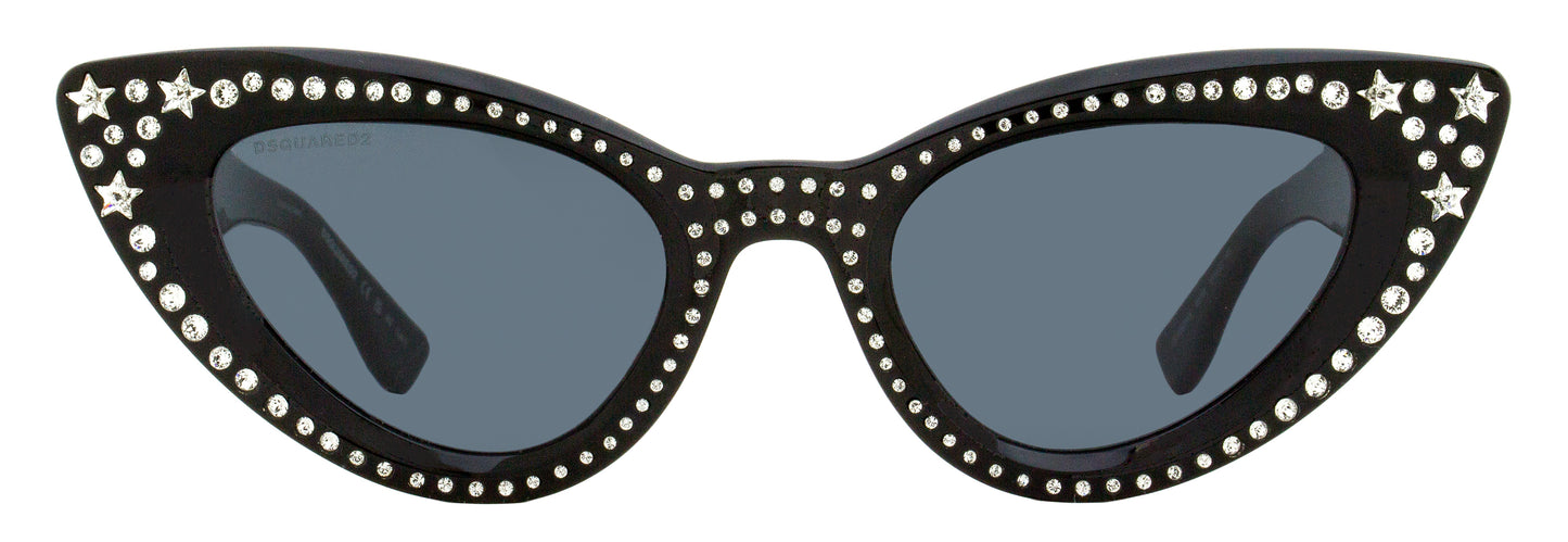 Dsquared2 Crystal Cat Eye Sunglasses D2 0092/N/S 807IR Black 51mm