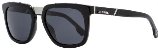 Diesel Rectangular Sunglasses DL0212 01A Shiny Black   54mm 212