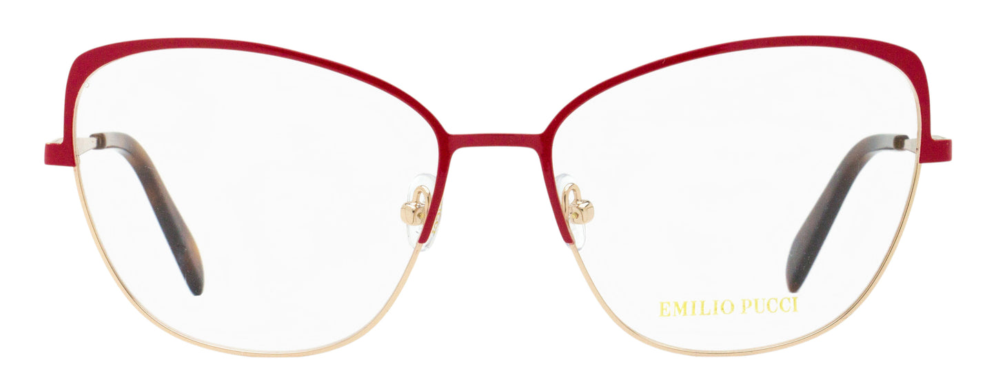 Pucci Slim Butterfly Eyeglasses EP5188 068 Gold/Red 56mm