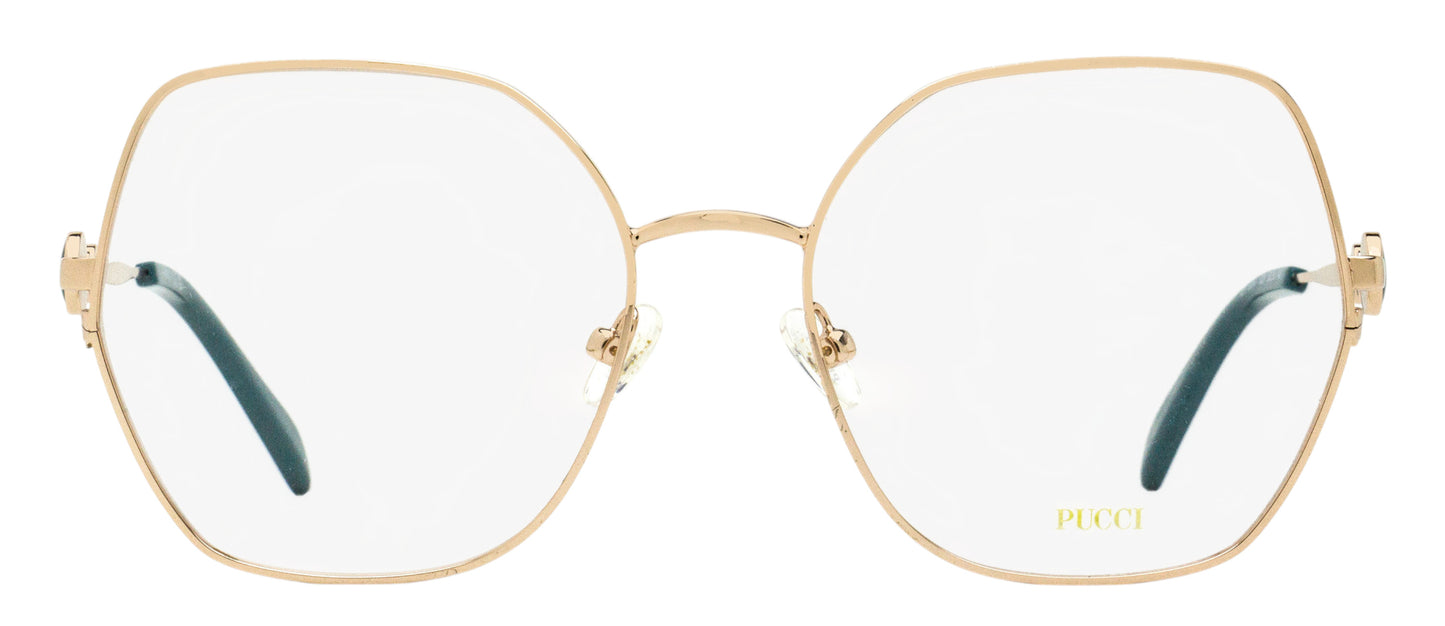 Pucci Oversized Octagonal Eyeglasses EP5204 028 Gold/Teal 55mm