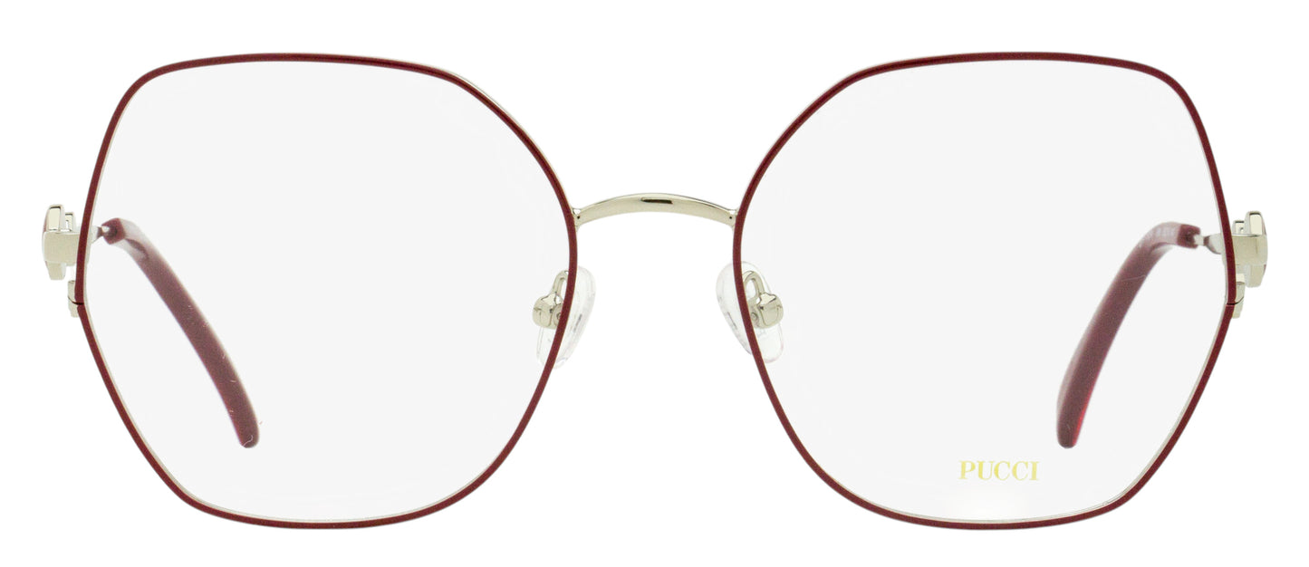 Pucci Oversized Octagonal Eyeglasses EP5204 068 Ruthenium/Burgundy 55mm