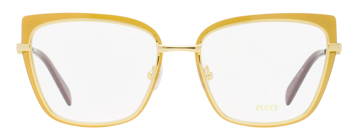 Pucci Rimmed Rectangular Eyeglasses EP5219 041 Gold/Brown 54mm
