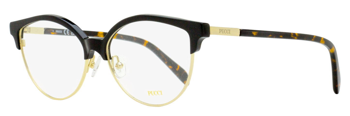 Pucci Oval Brow-Line Eyeglasses EP5259 001 Black/Gold 55mm