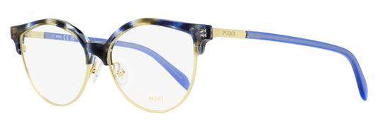 Pucci Oval Brow-Line Eyeglasses EP5259 055 Blue Havana/Gold 55mm