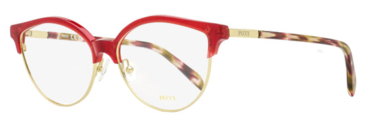 Pucci Oval Brow-Line Eyeglasses EP5259 066 Red/Gold 55mm