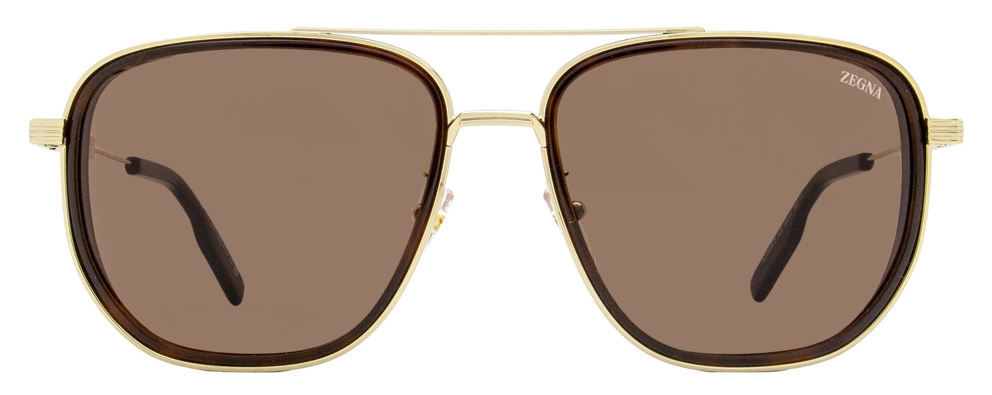 Zegna Navigator Sunglasses EZ0226-D 32E Gold/Havana 60mm