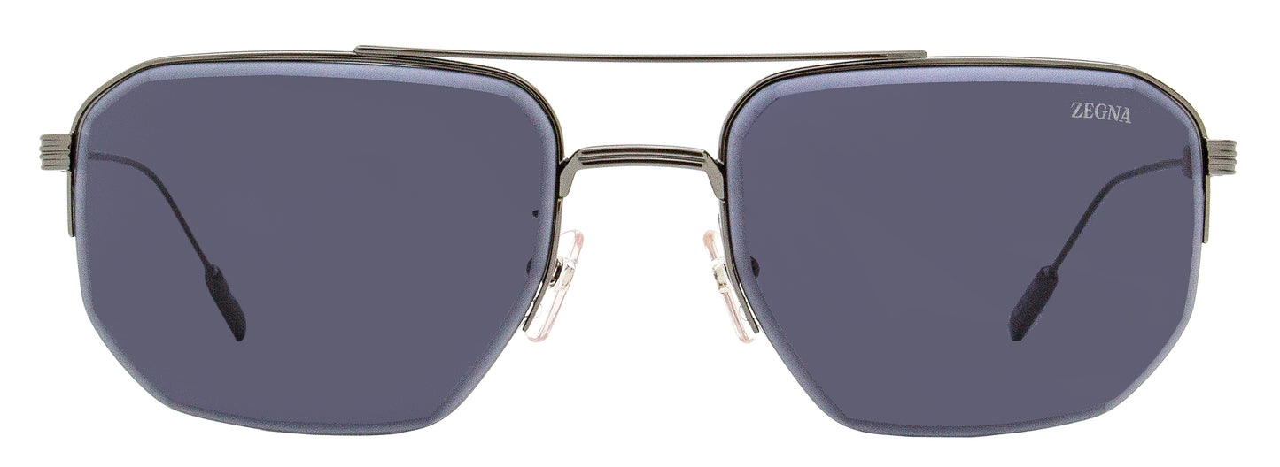 Zegna Semi-Rimless Sunglasses EZ0228-D 08A Gunmetal  56mm