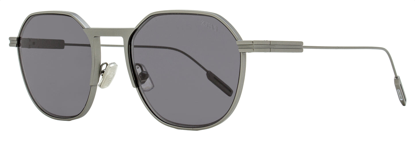 Zegna Metal Geometric Sunglasses EZ0234 09A Matte Gunmetal 55mm