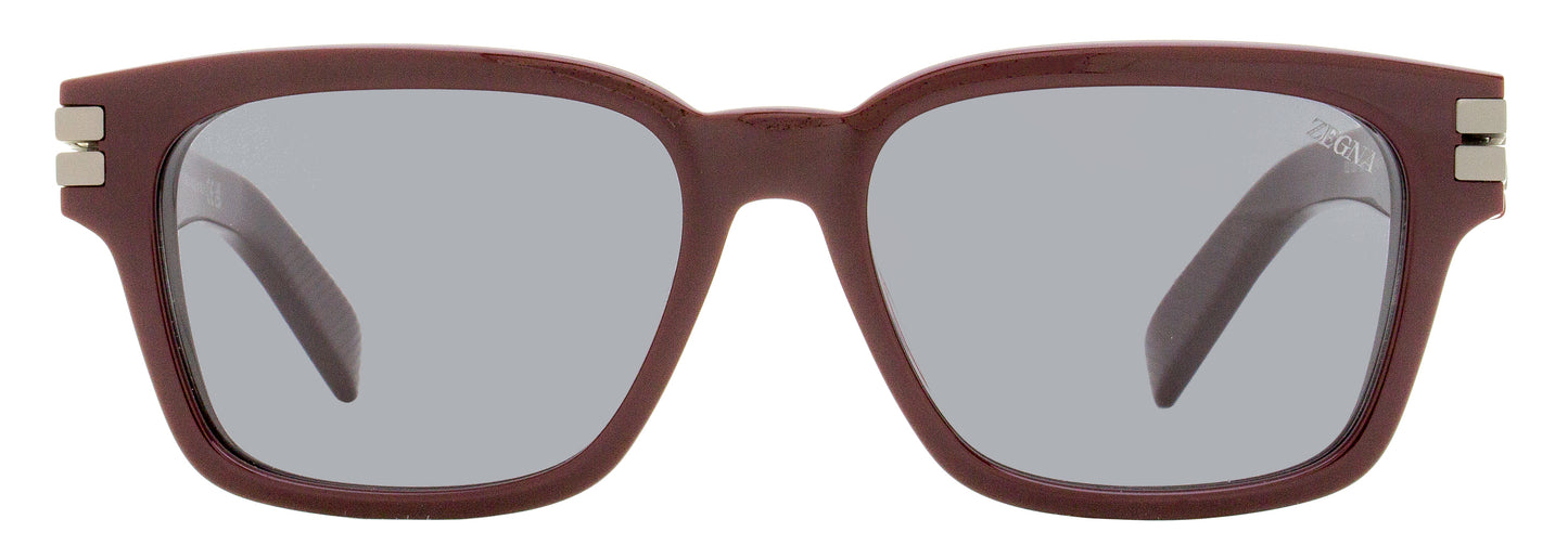 Zegna Rectangular Acetate Sunglasses EZ0237 69A Maroon 55mm