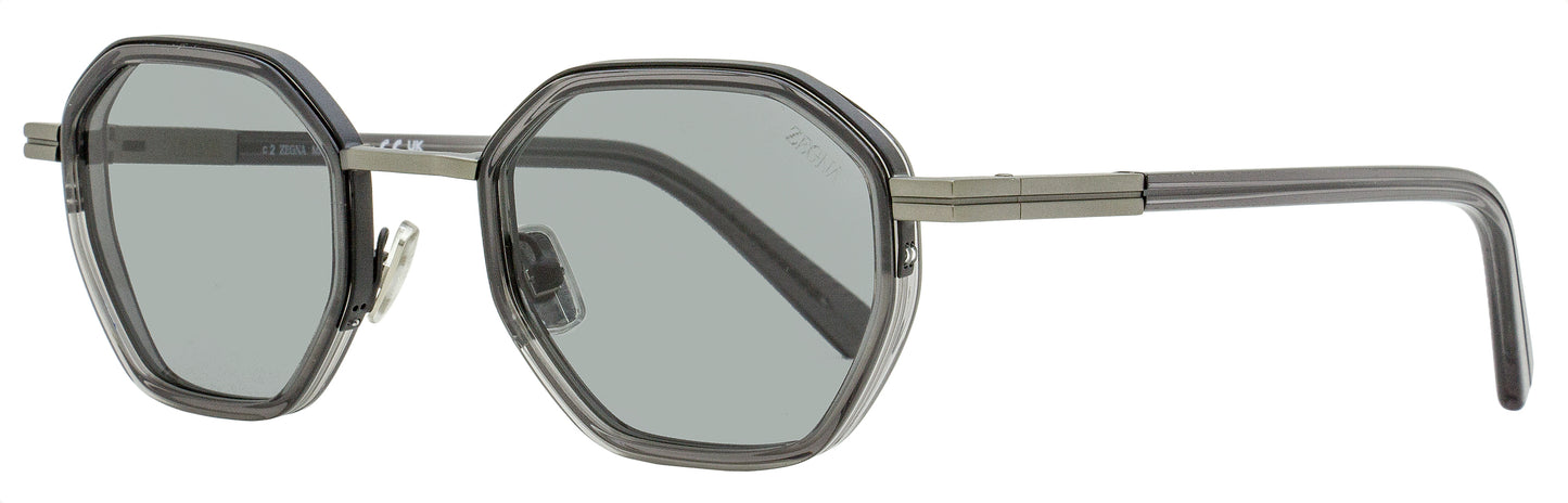 Zegna Geometric Rimmed Sunglasses EZ0259 20A Gunmetal/Gray 50mm