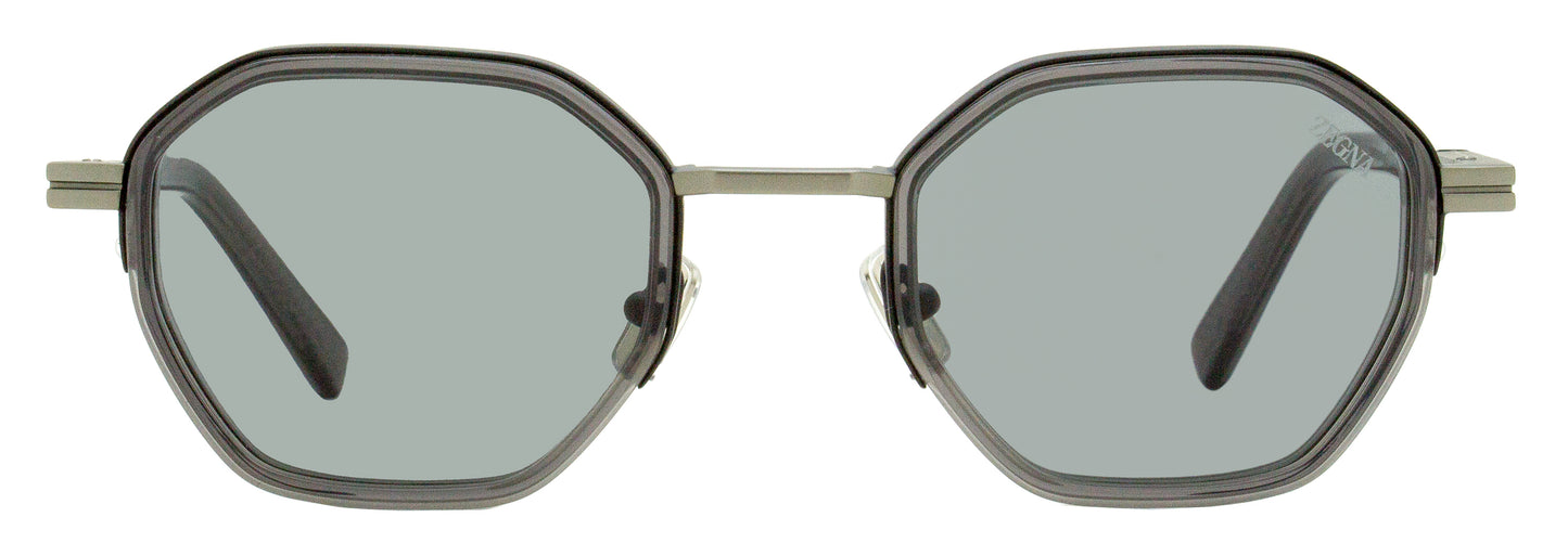 Zegna Geometric Rimmed Sunglasses EZ0259 20A Gunmetal/Gray 50mm