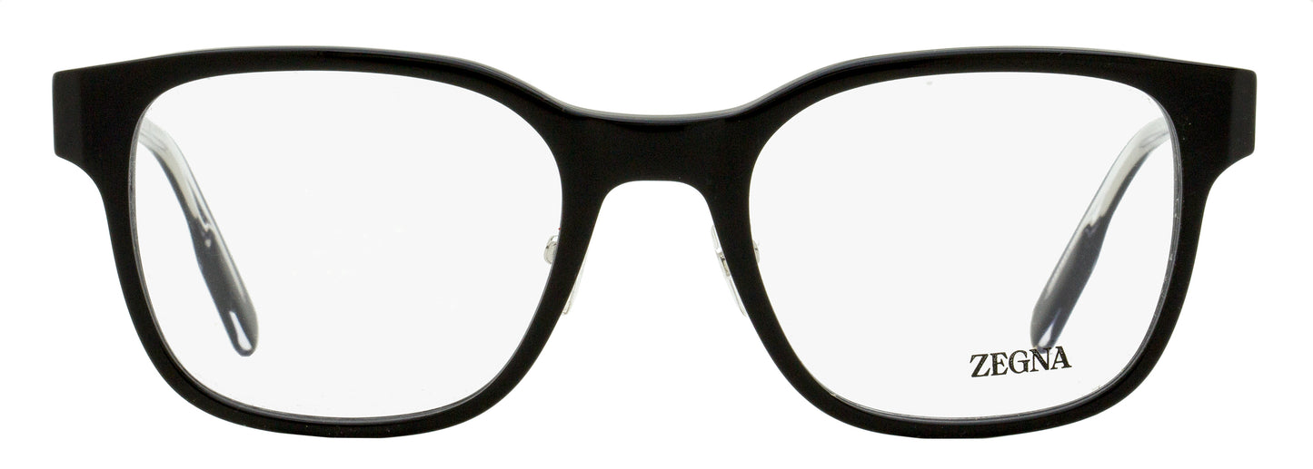 Zegna Square Acetate Eyeglasses EZ5253 001 shiny black 53mm