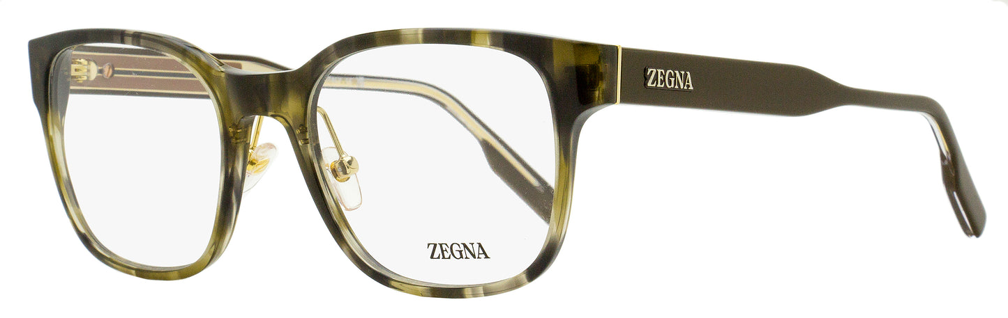 Zegna Square Acetate Eyeglasses EZ5253 098 Green Havana 53mm