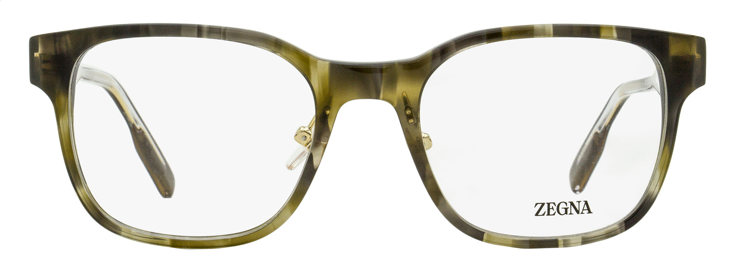 Zegna Square Acetate Eyeglasses EZ5253 098 Green Havana 53mm